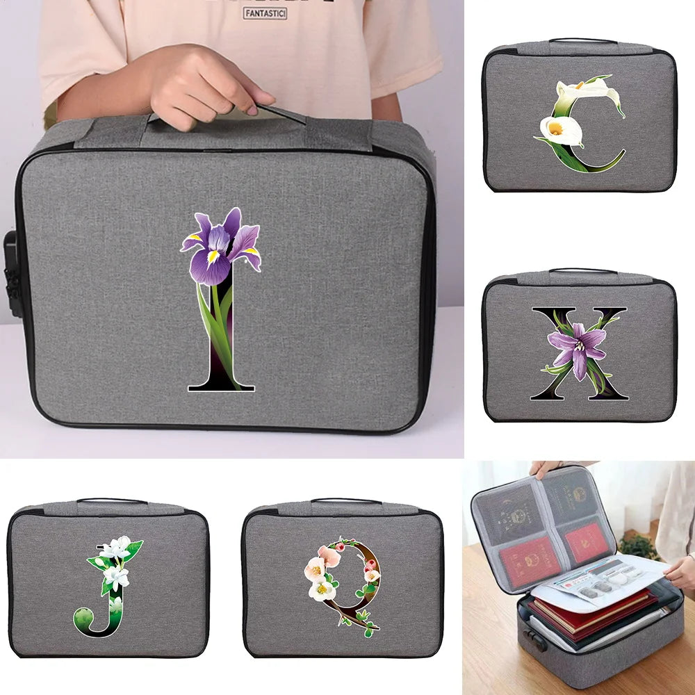 Waterproof Documents Organizer Travel Bag Flower Print Handbag