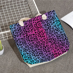 Bright Leopard Tote Bags for Women High Capacity Travel Beach Package