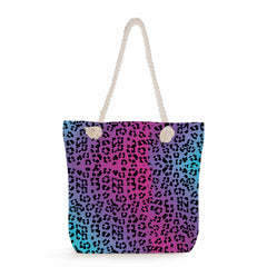 Bright Leopard Tote Bags for Women High Capacity Travel Beach Package