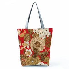 Floral Print Tote Casual Travel Handbag Eco Shopping Bag