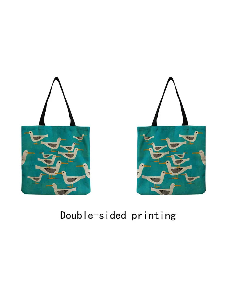Colorful Pigeon Printed Tote Shoulder Bag Women Eco Reusable Shopper Bag