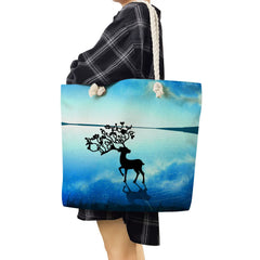 Starry Sky Print Tote Bag - Landscape Shoulder Bag