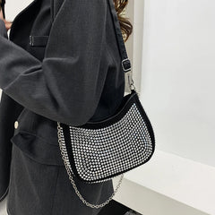 Diamond Shoulder Bag Chains Decor Crossbody Messenger Handbag Totes