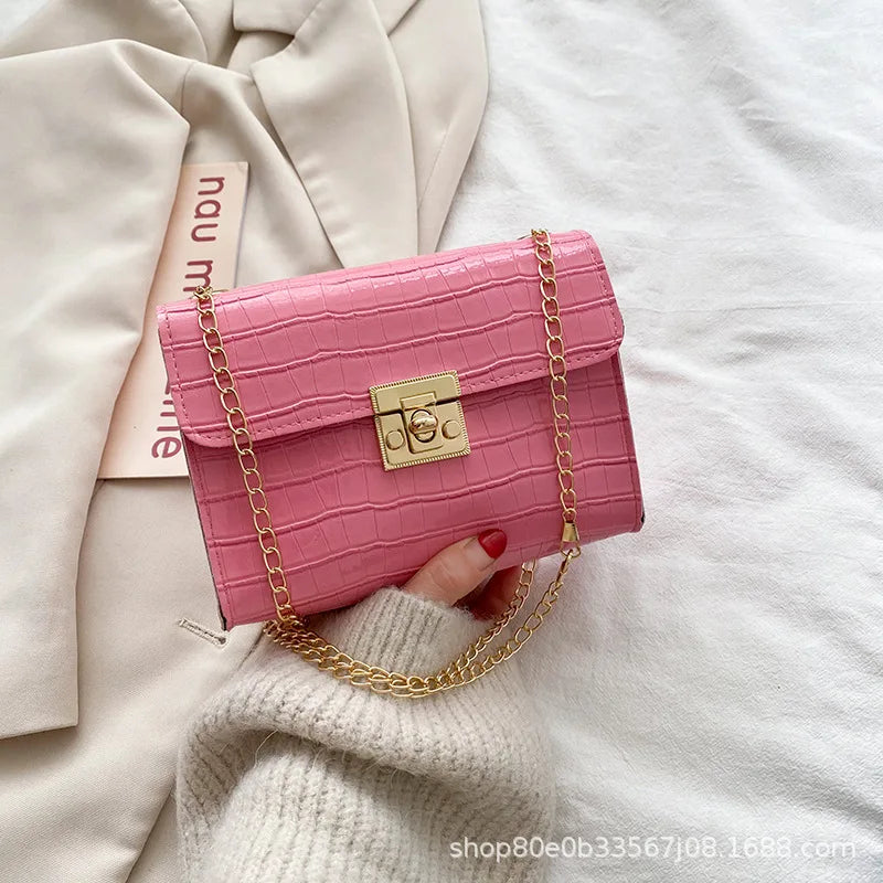 Crocodile Pattern Small Square Bag Women One Piece Version One-shoulder Messenge