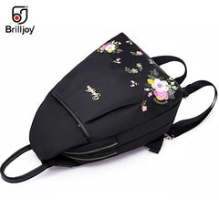 Embroidery Backpack Women Oxford Anti Theft Schoolbag Travel Backpack