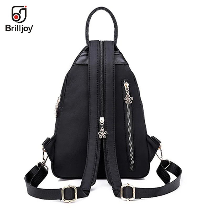 Embroidery Backpack Women Oxford Anti Theft Schoolbag Travel Backpack