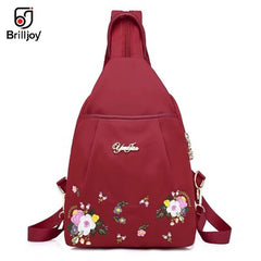 Embroidery Backpack Women Oxford Anti Theft Schoolbag Travel Backpack