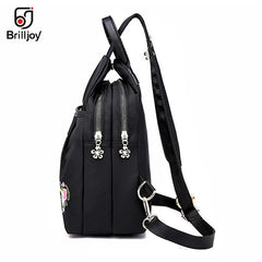 Embroidery Backpack Women Oxford Anti Theft Schoolbag Travel Backpack
