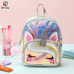 Holographic Unicorn Backpack Girls Laser TPU Schoolbag Large Capacity