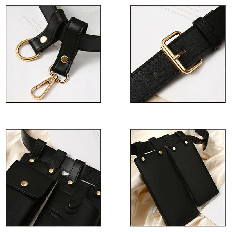 Women Waist Belt Bag Leather Crossbody Chest Bags Girl Fanny Packs