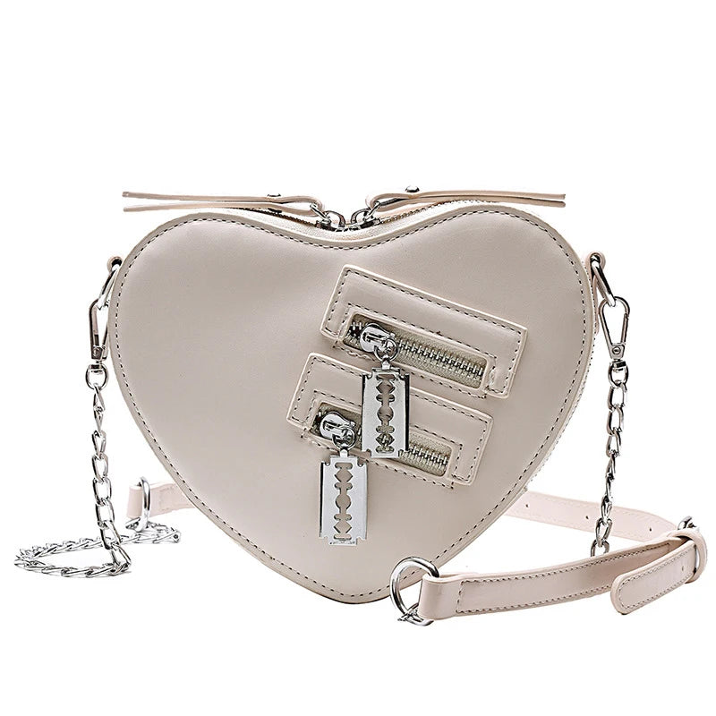 Red Love Heart Shape Shoulder Bag Chain Crossbody Clutch Purse