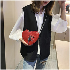 Red Love Heart Shape Shoulder Bag Chain Crossbody Clutch Purse