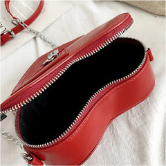Red Love Heart Shape Shoulder Bag Chain Crossbody Clutch Purse