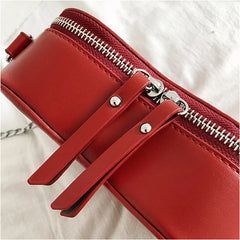 Red Love Heart Shape Shoulder Bag Chain Crossbody Clutch Purse