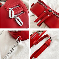 Red Love Heart Shape Shoulder Bag Chain Crossbody Clutch Purse