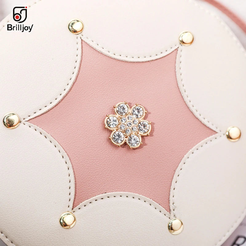 Round Leather Shoulder Bag Crossbody Tote Handbag