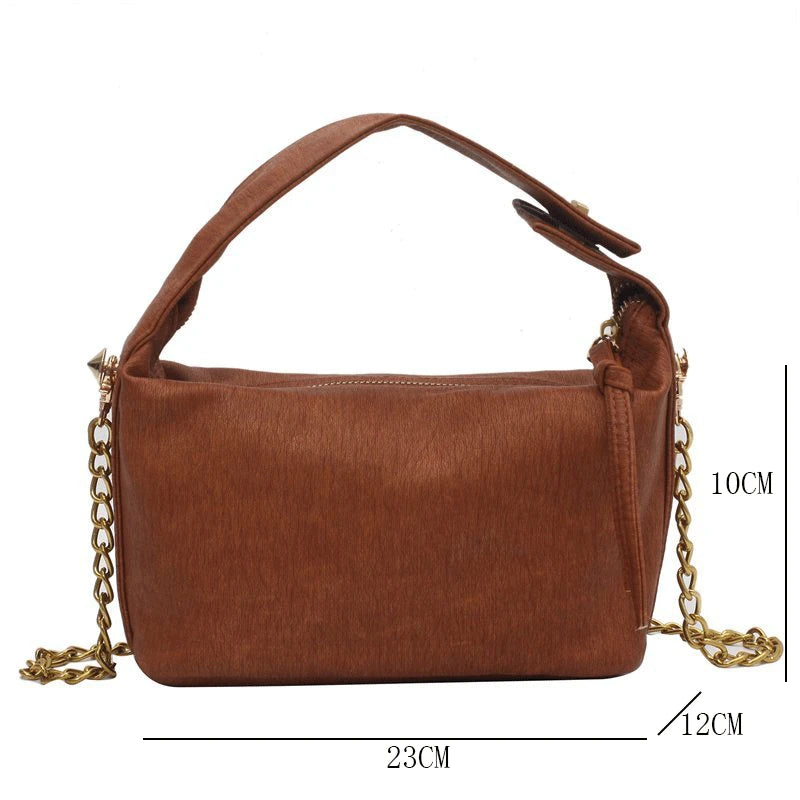 Brown Crossbody Bags for Women Pu Leather Messenger Bags Vintage Chain Shoulder