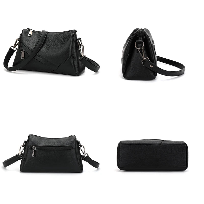 Women's Brown Sheepskin Leather Shoulder Bag Crossbody Purse