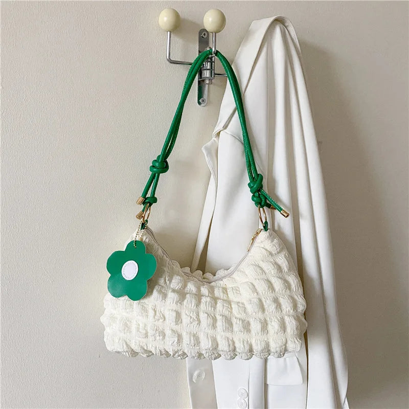 Bubble Flower Handbag For Women Summer Shoulder Bag Sweet Girls Underarm Bag