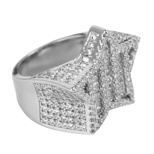 Bubble Letter Men Ring Baguette Star Charm Hip Hop Jewelry Gift