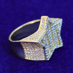 Bubble Letter Men Ring Baguette Star Charm Hip Hop Jewelry Gift