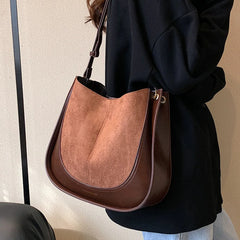 Women's Bucket Bag Autumn Winter Large Capacity Messenger Shoulder Tote Bag