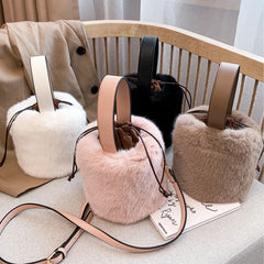 Faux Fur Bucket Bag Winter Shoulder Crossbody Handbag