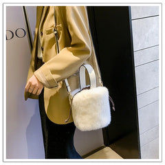 Faux Fur Bucket Bag Winter Shoulder Crossbody Handbag