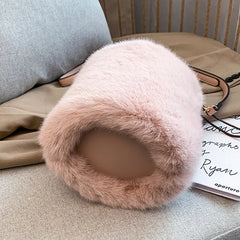 Faux Fur Winter Bucket Bag Women Shoulder Crossbody Bag Plush Hand Bags