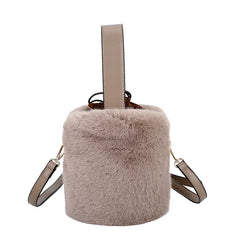 Faux Fur Bucket Bag Winter Shoulder Crossbody Handbag