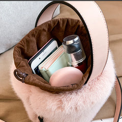 Faux Fur Bucket Bag Winter Shoulder Crossbody Handbag