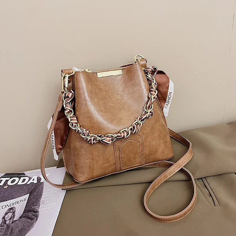 Bucket Bag Solid Small Bag Ins Autumn Japanese And Casual Bag Messenger Bag Wome