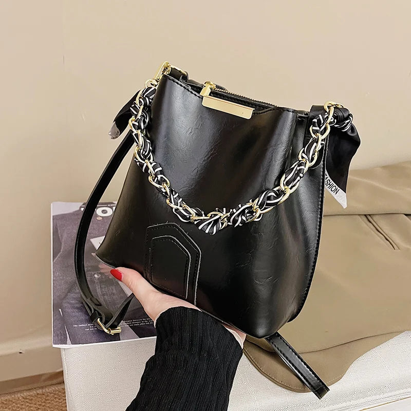 Bucket Bag Solid Small Bag Ins Autumn Japanese And Casual Bag Messenger Bag Wome