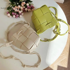 Braided Bucket Bag Mini Shoulder Messenger Lightweight Small Bag