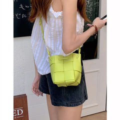 Braided Bucket Bag Mini Shoulder Messenger Lightweight Small Bag