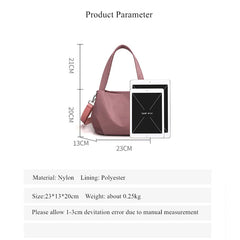 Nylon Waterproof Bucket Crossbody Bag for Women