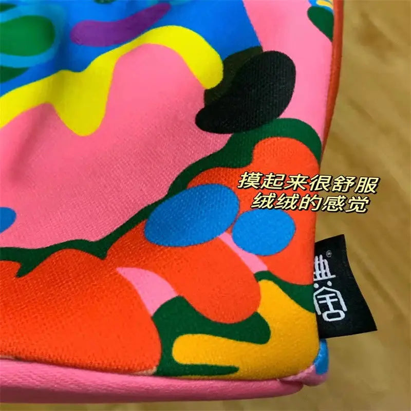 Animal Cartoon Canvas Tote Bag Magnetic Buckle Women Hand Carry Bags