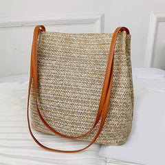Vintage Woven Straw Beach Bag Bohemian Tote Shoulder Handbag