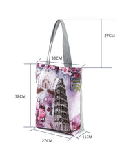Leaning Tower of Pisa Floral Shoulder Bag - Eco Reusable Tote