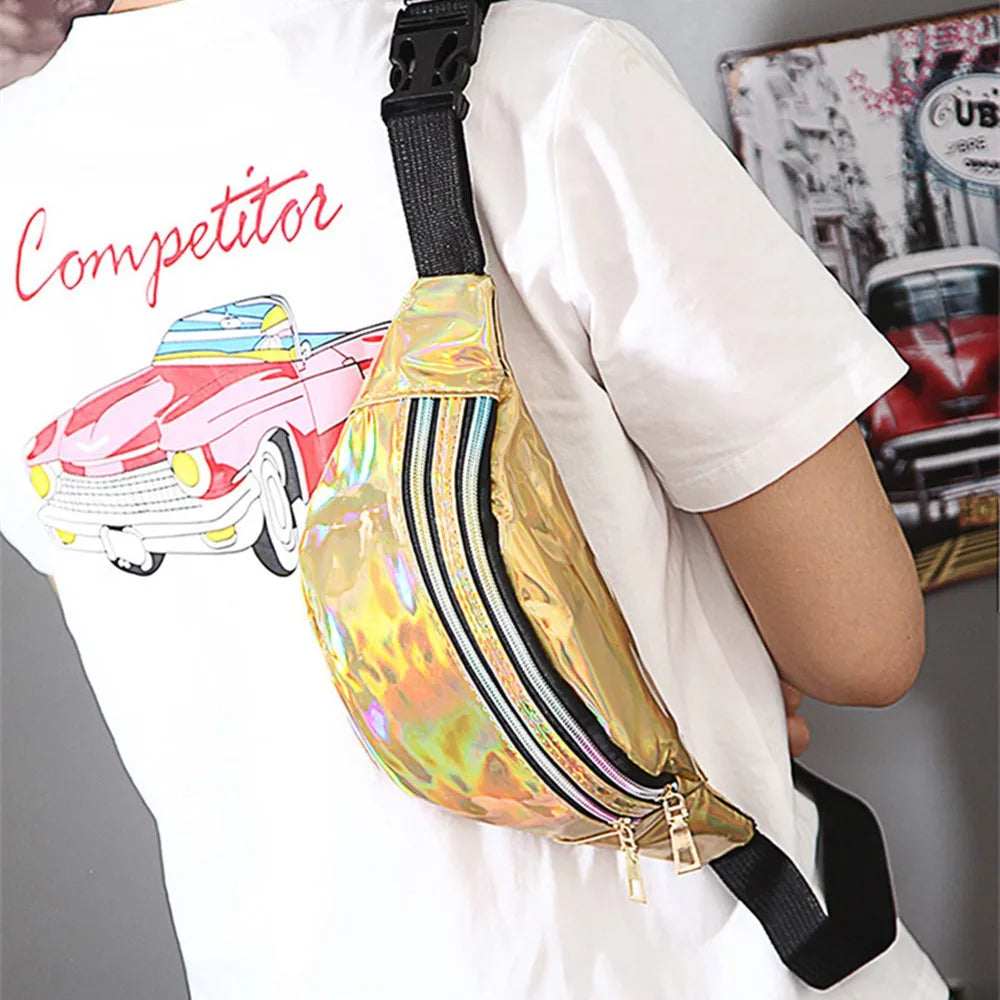 Laser Belt Bag Fanny Pack Holographic Waist Bag for Party Travel