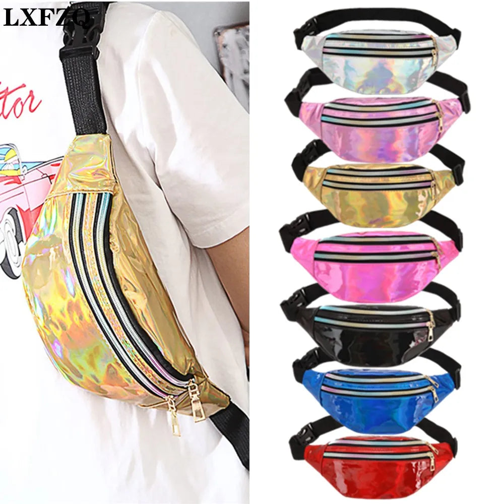 Laser Belt Bag Fanny Pack Holographic Waist Bag for Party Travel