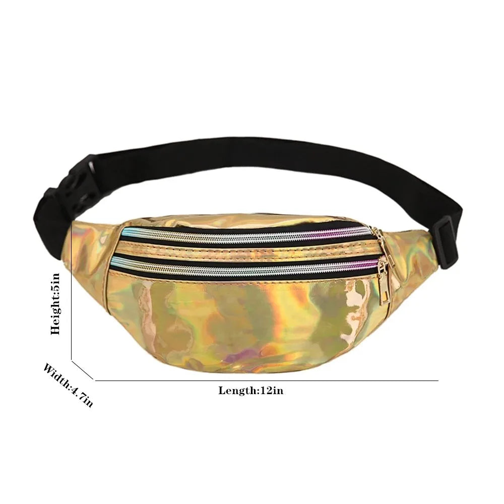 Laser Belt Bag Fanny Pack Holographic Waist Bag for Party Travel