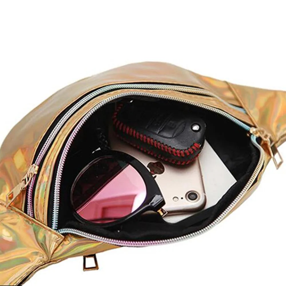 Laser Belt Bag Fanny Pack Holographic Waist Bag for Party Travel