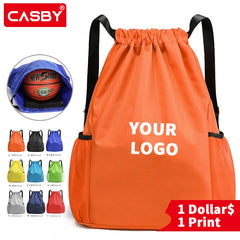 Large Capacity Drawstring Fitness Bag, Pocket Backpack for Men and Women