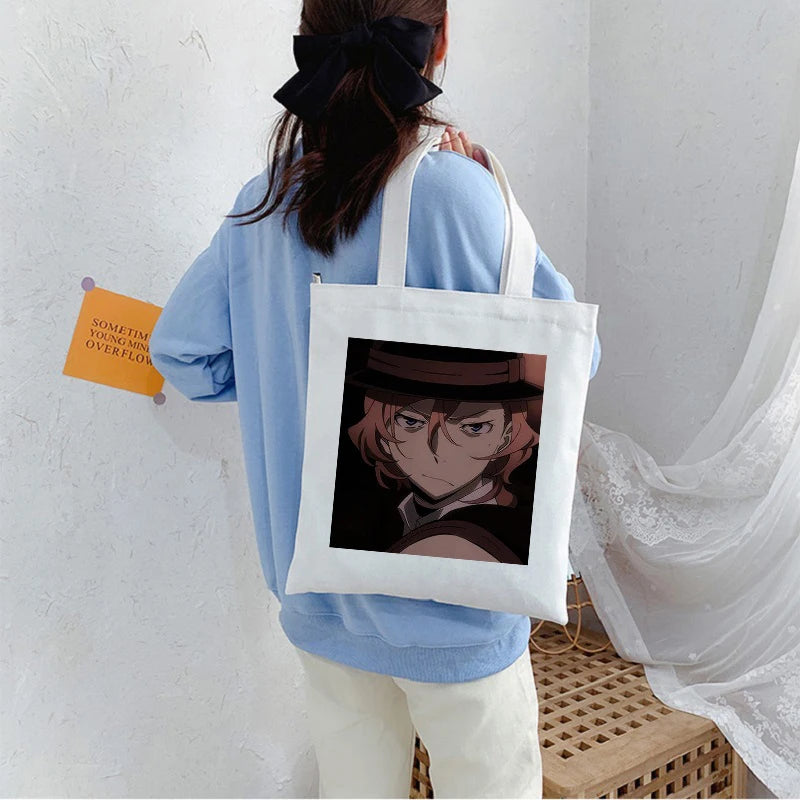 Bungo Stray Dog Anime Canvas Bag Harajuku Goth Style Shopper Large Capacity