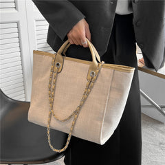 Canvas Big Work Tote Handbags Chain Female Shoulder Bags