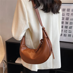 Half Moon Small Shoulder Crossbody Bags For Women PU Leather Soft Hobo Purse