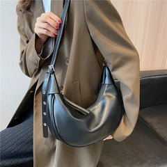 Half Moon Small Shoulder Crossbody Bags For Women PU Leather Soft Hobo Purse