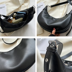 Half Moon Small Shoulder Crossbody Bags For Women PU Leather Soft Hobo Purse