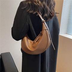 Half Moon Small Shoulder Crossbody Bags For Women PU Leather Soft Hobo Purse
